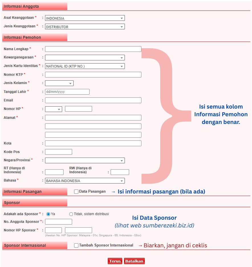 form pendaftaran bisnis kopi shuang hor