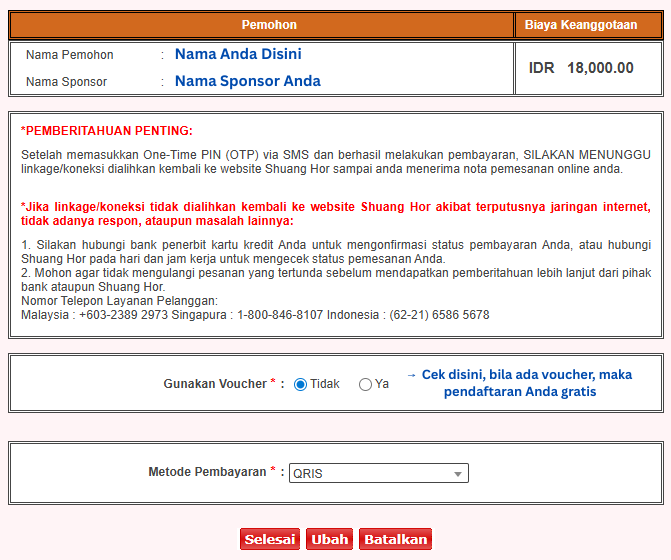 form pendaftaran bisnis kopi shuang hor